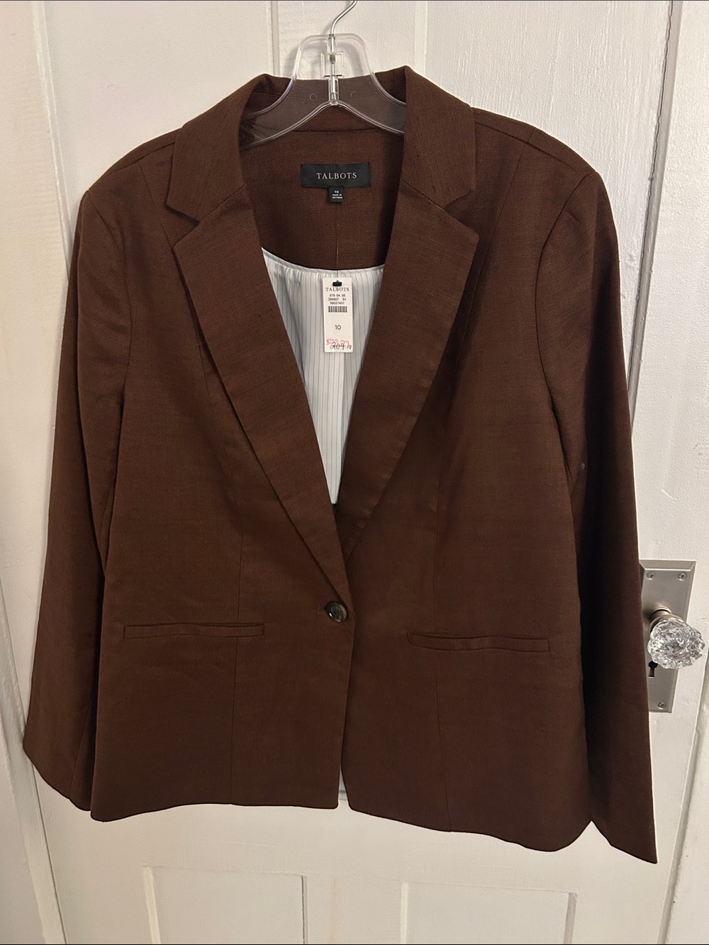 Talbots Chocolate Brown Single-Button Notch Lapel Blazer